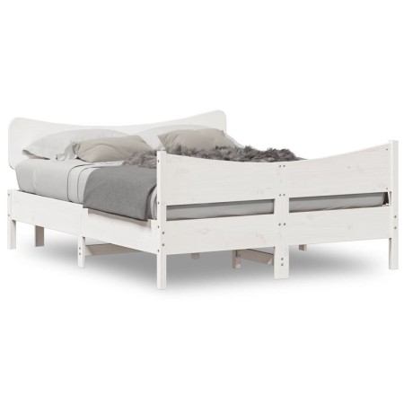 Estructura de cama con cabecero madera pino blanco 140x190 cm de , Camas y somieres - Ref: Foro24-3216394, Precio: 213,19 €, ...