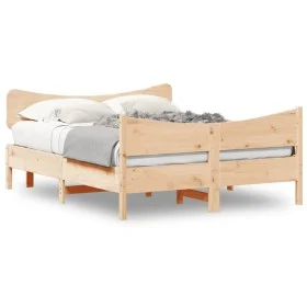 Estructura de cama con cabecero madera maciza pino 135x190 cm de , Camas y somieres - Ref: Foro24-3216396, Precio: 172,50 €, ...