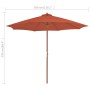 Sombrilla de jardín con palo de madera 300 cm terracota de vidaXL, Sombrillas - Ref: Foro24-44498, Precio: 106,86 €, Descuent...