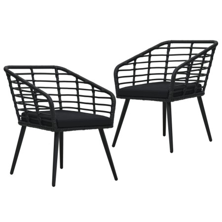 Sillas de jardín 2 unidades con cojines ratán sintético negro de vidaXL, Sillas de jardín - Ref: Foro24-48578, Precio: 159,94...