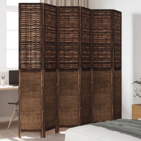 Biombo separador de 6 paneles madera paulownia marrón oscuro de , Divisores de ambientes - Ref: Foro24-358716, Precio: 200,33...