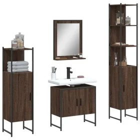 Set de muebles de baño 4 pzas madera contrachapada marrón roble de , Muebles de baño - Ref: Foro24-3214358, Precio: 214,76 €,...