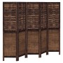 Biombo separador de 5 paneles madera paulownia marrón oscuro de , Divisores de ambientes - Ref: Foro24-358709, Precio: 131,71...