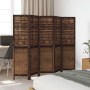 Biombo separador de 5 paneles madera paulownia marrón oscuro de , Divisores de ambientes - Ref: Foro24-358709, Precio: 131,71...