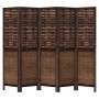 Biombo separador de 5 paneles madera paulownia marrón oscuro de , Divisores de ambientes - Ref: Foro24-358709, Precio: 131,71...