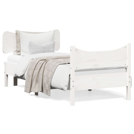Estructura de cama con cabecero madera pino blanco 75x190 cm de , Camas y somieres - Ref: Foro24-3216406, Precio: 148,72 €, D...