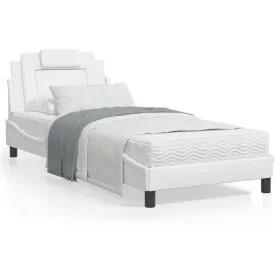Estructura de cama con cabecero cuero sintético blanco 90x200cm de , Camas y somieres - Ref: Foro24-3208069, Precio: 144,41 €...