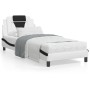 Estructura cama cabecero cuero sintético blanco negro 90x200 cm de , Camas y somieres - Ref: Foro24-3208074, Precio: 146,45 €...