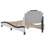 Estructura cama cabecero cuero sintético blanco negro 90x200 cm de , Camas y somieres - Ref: Foro24-3208074, Precio: 146,45 €...