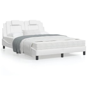 Estructura de cama cabecero cuero sintético blanco 120x200 cm de , Camas y somieres - Ref: Foro24-3208083, Precio: 190,16 €, ...