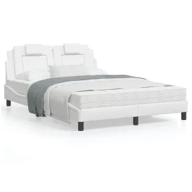 White synthetic leather headboard bed frame 120x200 cm by , Beds and slatted bases - Ref: Foro24-3208083, Price: 185,14 €, Di...