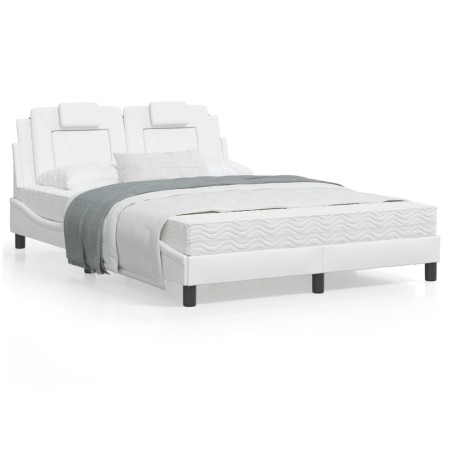 Estructura de cama cabecero cuero sintético blanco 120x200 cm de , Camas y somieres - Ref: Foro24-3208083, Precio: 190,16 €, ...