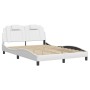 Estructura de cama cabecero cuero sintético blanco 120x200 cm de , Camas y somieres - Ref: Foro24-3208083, Precio: 190,16 €, ...