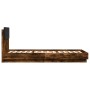 Cama con cabecero madera de ingeniería roble ahumado 100x200 cm de , Camas y somieres - Ref: Foro24-3209937, Precio: 152,00 €...