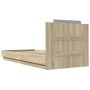 Cama con cabecero madera de ingeniería roble Sonoma 100x200 cm de , Camas y somieres - Ref: Foro24-3209935, Precio: 153,78 €,...
