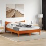 Estructura cama con cabecero madera pino marrón cera 150x200 cm de , Camas y somieres - Ref: Foro24-3216368, Precio: 203,30 €...