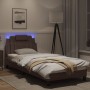 Estructura cama con luces LED cuero sintético marrón 90x200 cm de , Camas y somieres - Ref: Foro24-3213996, Precio: 139,37 €,...