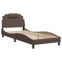 Estructura cama con luces LED cuero sintético marrón 90x200 cm de , Camas y somieres - Ref: Foro24-3213996, Precio: 139,37 €,...