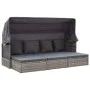 Tumbona cama jardín con techo ratán sintético gris de vidaXL, Camas para exteriores - Ref: Foro24-46158, Precio: 532,11 €, De...