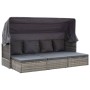 Tumbona cama jardín con techo ratán sintético gris de vidaXL, Camas para exteriores - Ref: Foro24-46158, Precio: 510,03 €, De...