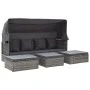 Tumbona cama jardín con techo ratán sintético gris de vidaXL, Camas para exteriores - Ref: Foro24-46158, Precio: 532,11 €, De...
