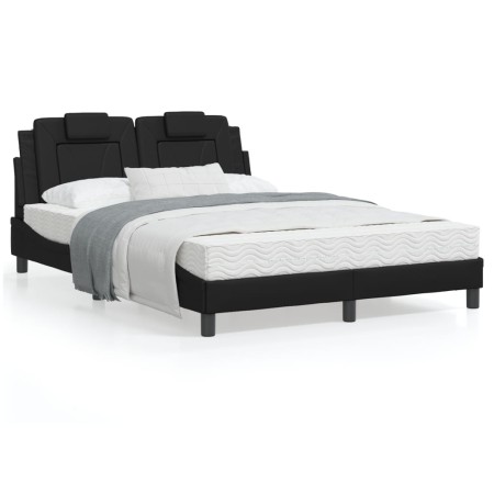 Estructura cama con luces LED cuero sintético negro 120x200 cm de , Camas y somieres - Ref: Foro24-3214008, Precio: 197,28 €,...