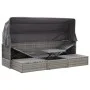 Tumbona cama jardín con techo ratán sintético gris de vidaXL, Camas para exteriores - Ref: Foro24-46158, Precio: 532,11 €, De...