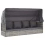 Tumbona cama jardín con techo ratán sintético gris de vidaXL, Camas para exteriores - Ref: Foro24-46158, Precio: 532,11 €, De...