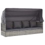 Tumbona cama jardín con techo ratán sintético gris de vidaXL, Camas para exteriores - Ref: Foro24-46158, Precio: 510,03 €, De...