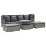 Tumbona cama jardín con techo ratán sintético gris de vidaXL, Camas para exteriores - Ref: Foro24-46158, Precio: 532,11 €, De...