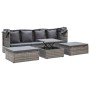 Tumbona cama jardín con techo ratán sintético gris de vidaXL, Camas para exteriores - Ref: Foro24-46158, Precio: 510,03 €, De...