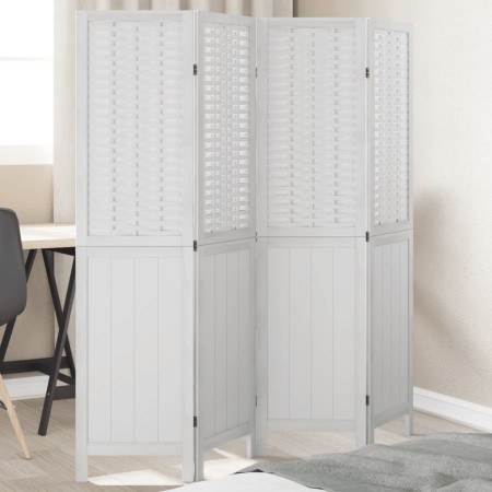 Biombo separador de 4 paneles madera maciza Paulownia blanco de , Divisores de ambientes - Ref: Foro24-358721, Precio: 107,57...