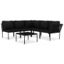 Juego de muebles de jardín 6 piezas con cojines PVC negro de vidaXL, Conjuntos de jardín - Ref: Foro24-48591, Precio: 404,90 ...