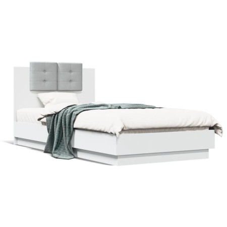 Estructura de cama con cabecero y luces LED blanco 90x190 cm de , Camas y somieres - Ref: Foro24-3210059, Precio: 167,25 €, D...