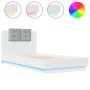 Estructura de cama con cabecero y luces LED blanco 90x190 cm de , Camas y somieres - Ref: Foro24-3210059, Precio: 167,25 €, D...