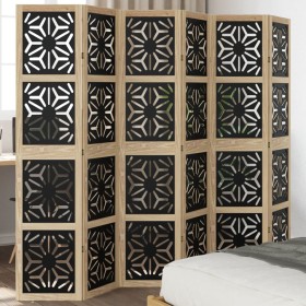Biombo separador 6 paneles madera maciza Paulownia marrón negro de , Divisores de ambientes - Ref: Foro24-358810, Precio: 167...