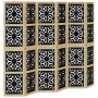 Biombo separador 6 paneles madera maciza Paulownia marrón negro de , Divisores de ambientes - Ref: Foro24-358810, Precio: 167...