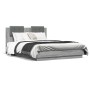 Estructura cama con cabecero luces LED gris Sonoma 135x190 cm de , Camas y somieres - Ref: Foro24-3210050, Precio: 190,27 €, ...