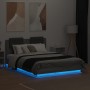 Estructura cama con cabecero luces LED gris Sonoma 135x190 cm de , Camas y somieres - Ref: Foro24-3210050, Precio: 190,27 €, ...