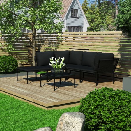 Juego de muebles de jardín con cojines 6 piezas PVC negro de vidaXL, Conjuntos de jardín - Ref: Foro24-48589, Precio: 459,62 ...