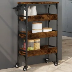 Smoked oak engineered wood kitchen cart 53x20x76 cm by , Kitchen and dining carts - Ref: Foro24-842353, Price: 54,39 €, Disco...