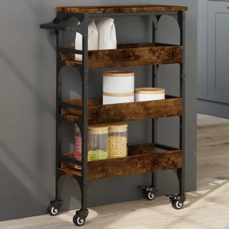 Smoked oak engineered wood kitchen cart 53x20x76 cm by , Kitchen and dining carts - Ref: Foro24-842353, Price: 54,39 €, Disco...