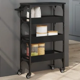 Black engineered wood kitchen cart 53x20x76 cm by , Kitchen and dining carts - Ref: Foro24-842351, Price: 62,65 €, Discount: %