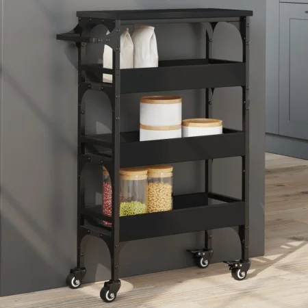 Black engineered wood kitchen cart 53x20x76 cm by , Kitchen and dining carts - Ref: Foro24-842351, Price: 62,65 €, Discount: %