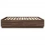 Estructura de cama con luces LED madera roble marrón 200x200 cm de , Camas y somieres - Ref: Foro24-3209589, Precio: 190,97 €...