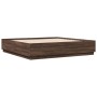 Estructura de cama con luces LED madera roble marrón 200x200 cm de , Camas y somieres - Ref: Foro24-3209589, Precio: 193,35 €...