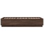 Estructura de cama con luces LED madera roble marrón 90x200 cm de , Camas y somieres - Ref: Foro24-3209638, Precio: 138,40 €,...