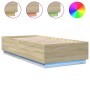 Estructura cama con luces LED madera roble Sonoma 100x200 cm de , Camas y somieres - Ref: Foro24-3209627, Precio: 135,29 €, D...