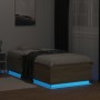 Estructura cama con luces LED madera roble Sonoma 100x200 cm de , Camas y somieres - Ref: Foro24-3209627, Precio: 135,29 €, D...