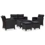 Set de sofás de jardín 6 piezas y cojines ratán sintético negro de vidaXL, Sofás de exterior - Ref: Foro24-46151, Precio: 532...